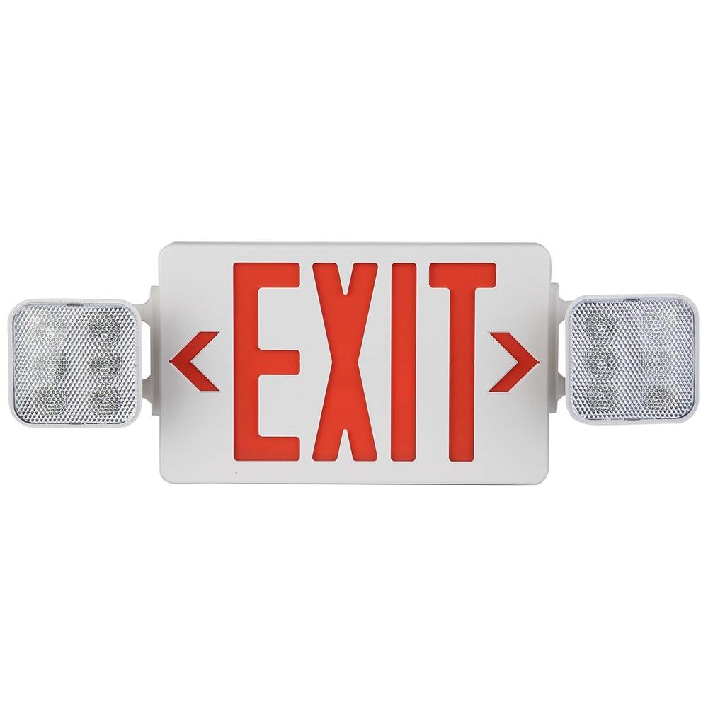 LED Red Exit Sign Emergency Light Combo with Battery Backup - 35 × 18 × 4 cm